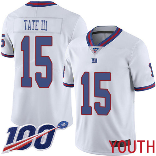 Youth New York Giants #15 Golden Tate III Limited White Rush Vapor Untouchable 100th Season Football NFL Jersey->women nfl jersey->Women Jersey